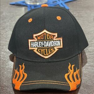 Harley-Davidson Black Cap with Orange Flame Embroidery